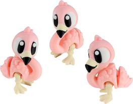 JuzToys - 3D Printed Articulated Flamingo Fidget Toy 3 Pack, Flexible Cute Animal Desk Decor, Adult Fidget Collectible by PowerTRC - Pink