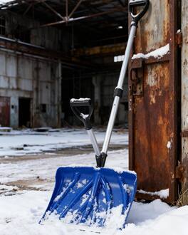 Babevy - Ergonomic Snow Shovel with Assisted D-Ring Handle, Lightweight Aluminum Shoveling Tool for Driveway & Yard(18"Wx13"H) - Blue