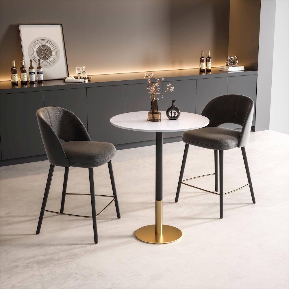 Alt View 1. Elegant Decor - Ronan 31.5 Inch Pub Table In White - White And Gold.