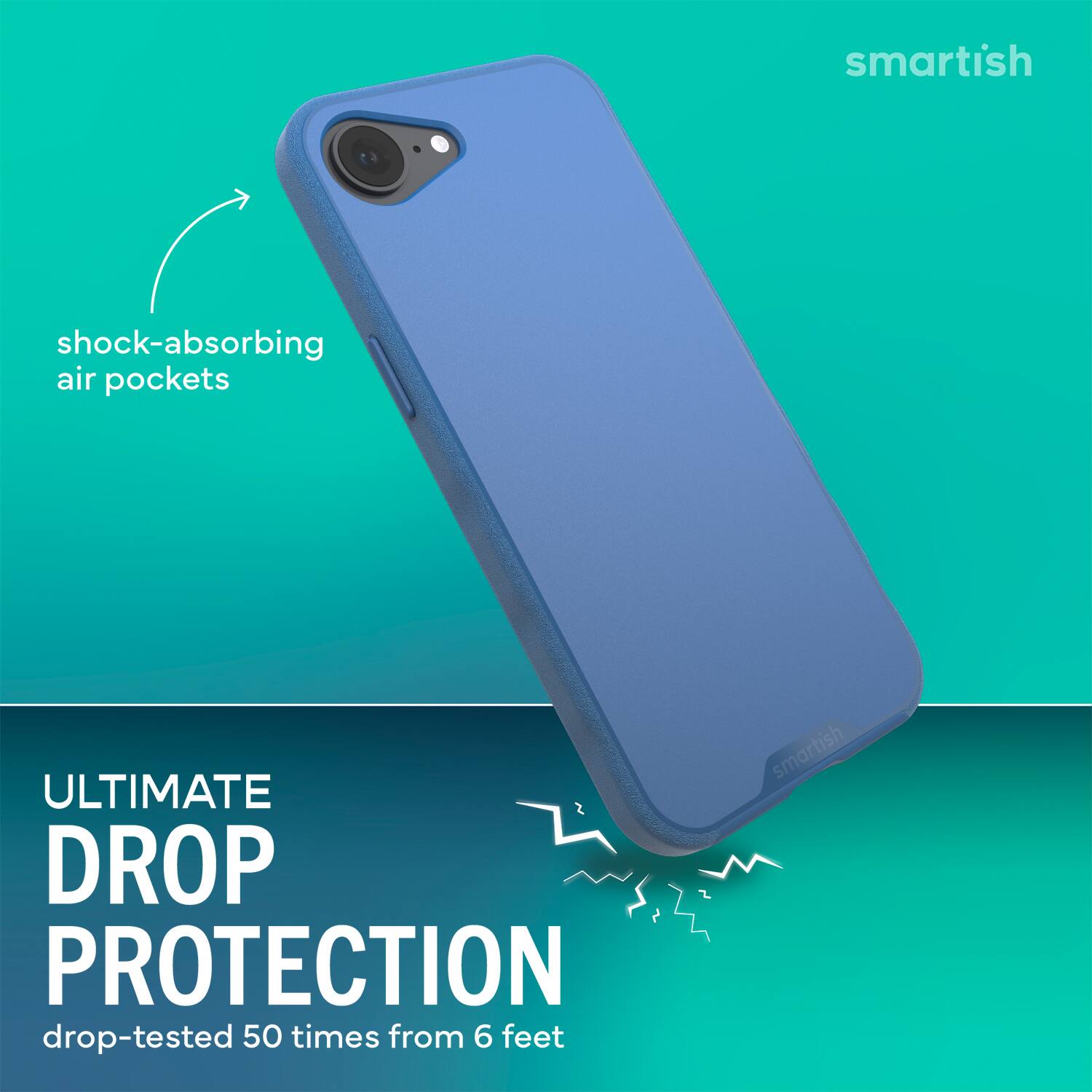 smartish shock-absorbing air pockets ULTIMATE DROP PROTECTION drop-tested 50 times from 6 feet smartish