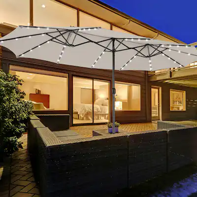 gymax outdoor patio umbrella 15 13x13 ft / 11x15 ft And it is a perfect choice when Its rainy and you still want to enjoy outdoor scenery Gymax 15 ft Double-Sided Patio