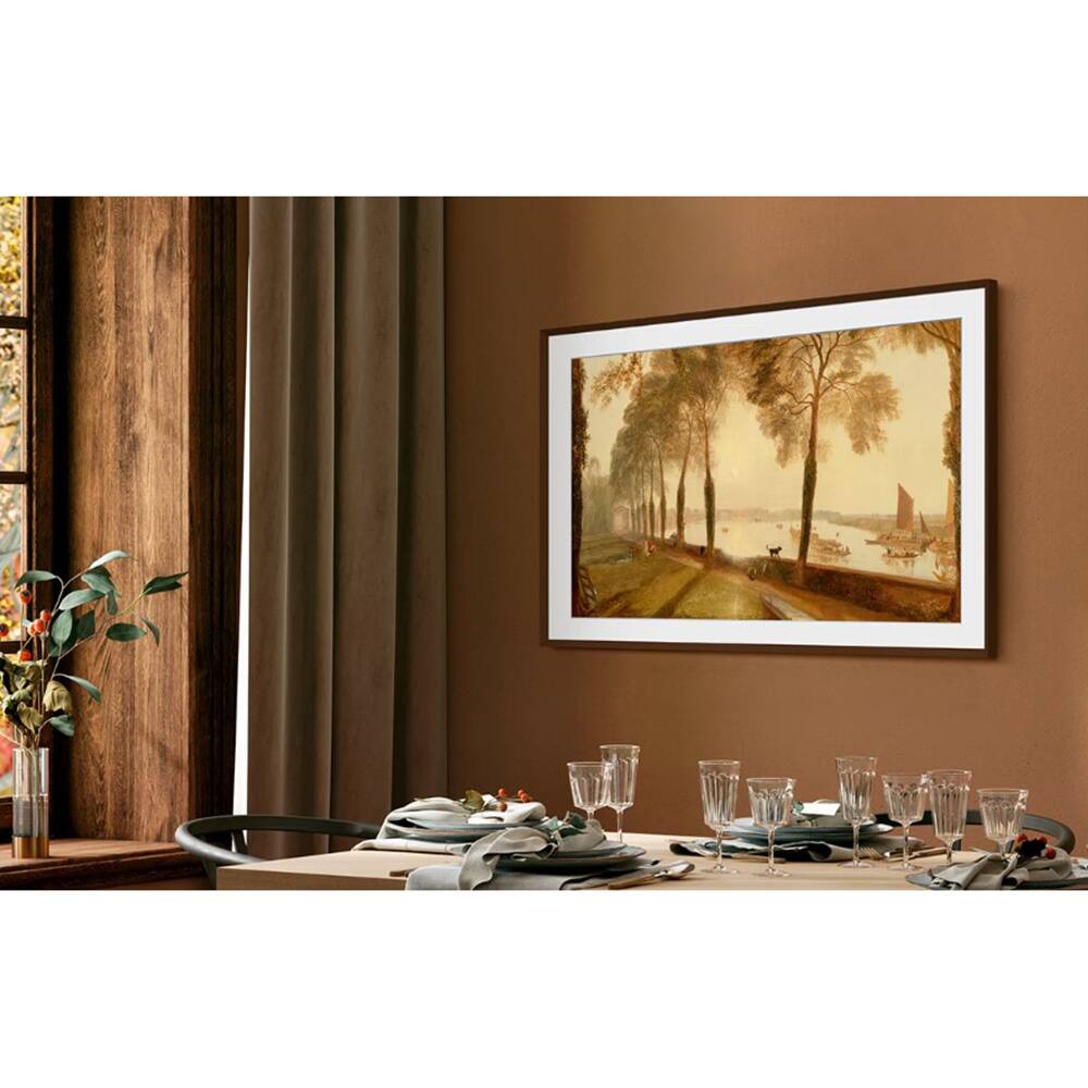 Alt View 6. Samsung - 85" The Frame QLED 4K TV (2026) w/ Modern Brown Customizable Bezel - Black.