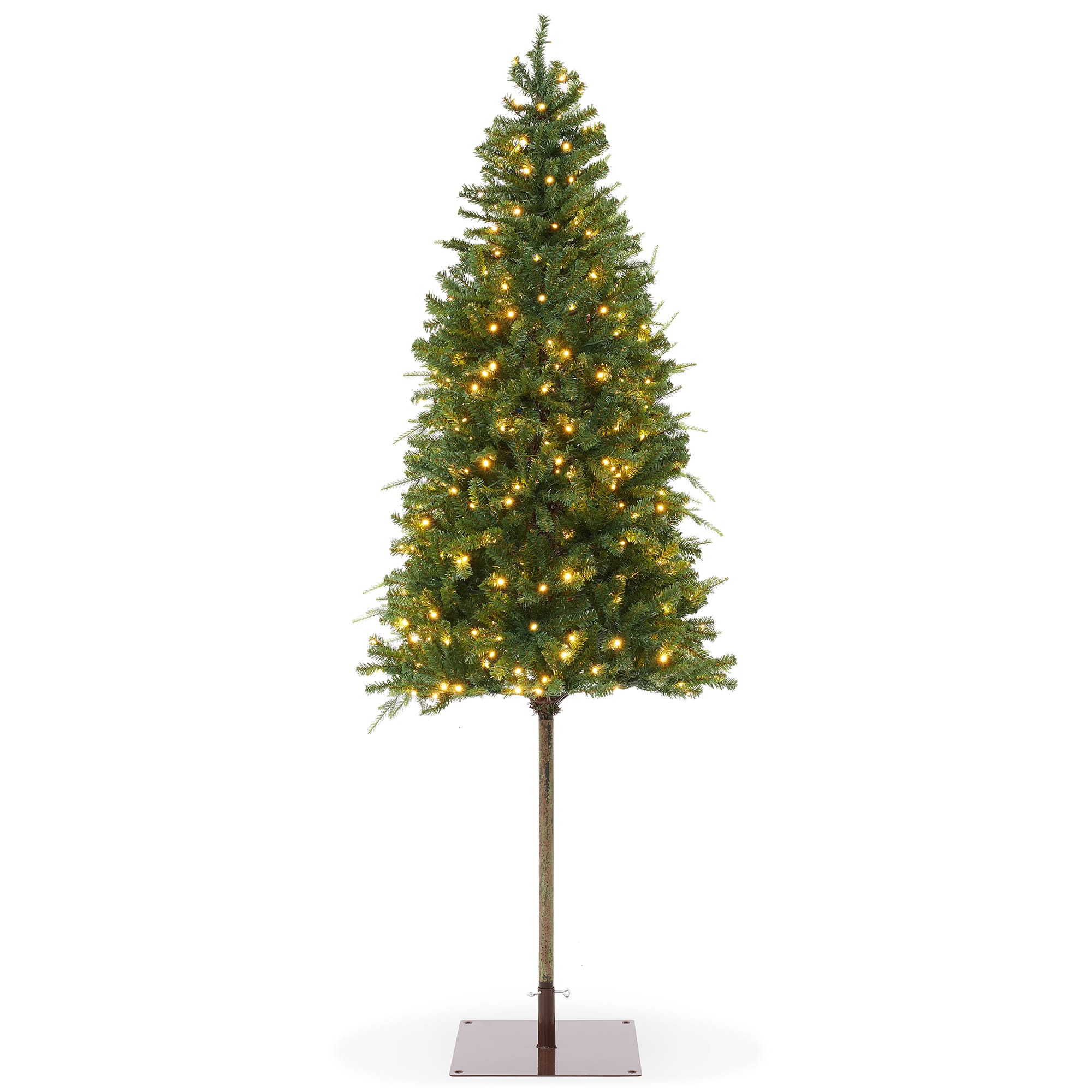 Casafield - Pre-Lit Pencil Alpine Fir Artificial Christmas Tree with Metal Stand - Green