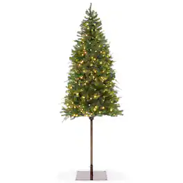 Casafield - Pre-Lit Pencil Alpine Fir Artificial Christmas Tree with Metal Stand - Green