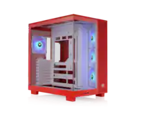 Front. Thermaltake - Thermaltake View 380 XL TG ARGB Case, 4x120mm Fans, 360mm Rad, 420mm GPU, Dual Chamber, Orange - Flaming Orange.
