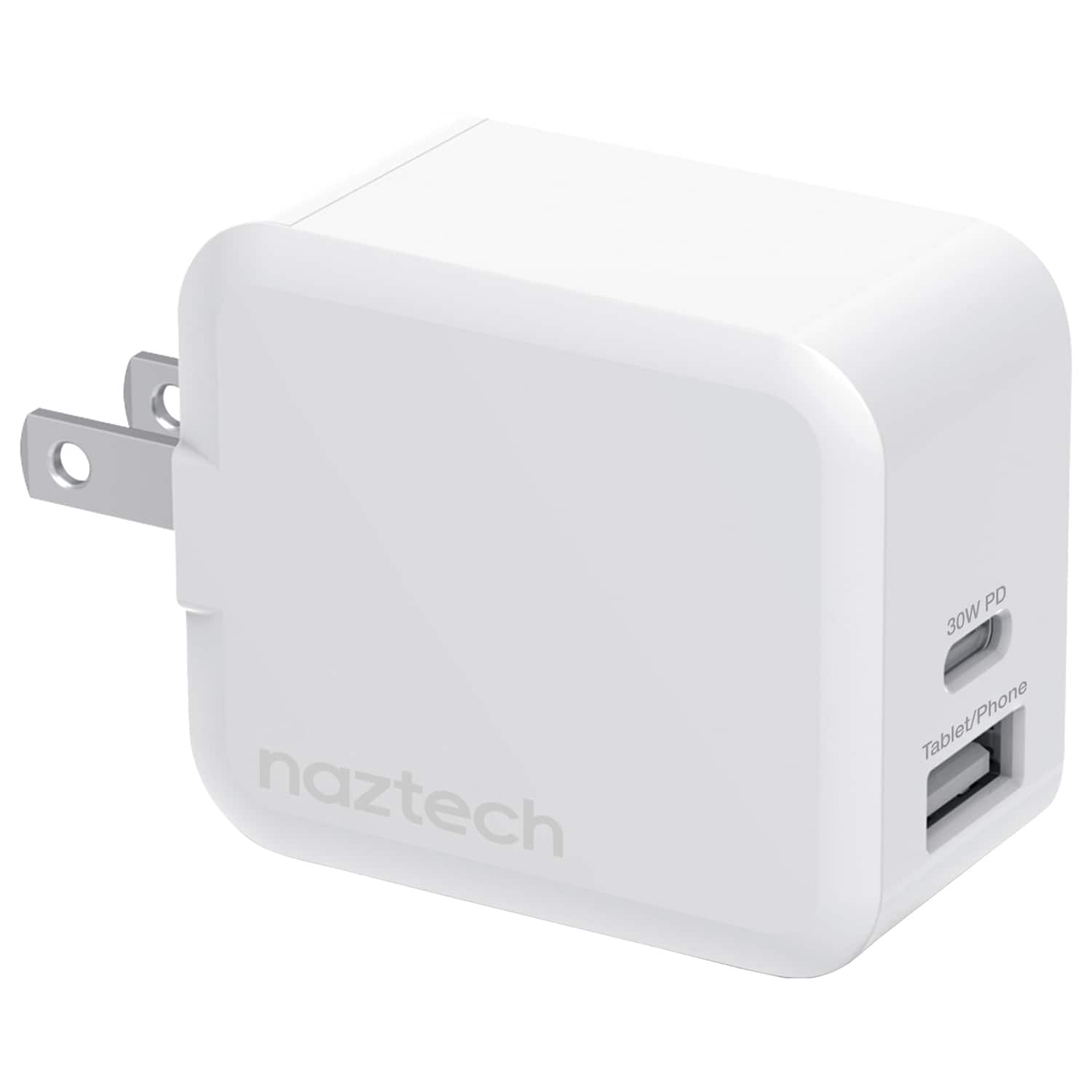 Naztech - 15387 30-watt Power Delivery Dual-output Usb-c Fast Wall Charger - White