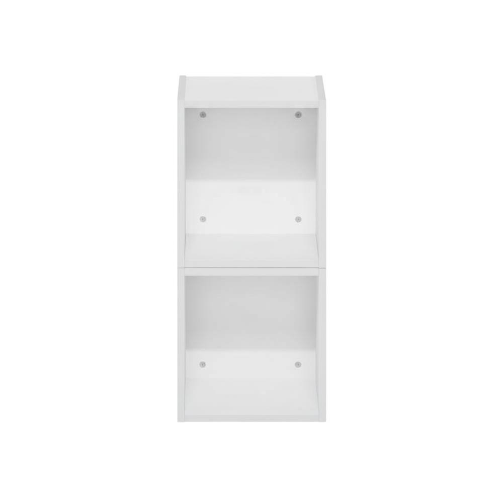 Back. FurniFact - White wood bookcase with compact design and versatile storage solution - White.