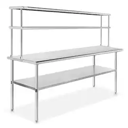 GRIDMANN - 72 x 30-in NSF Stainless Steel Prep Table w Double Shelf - Silver