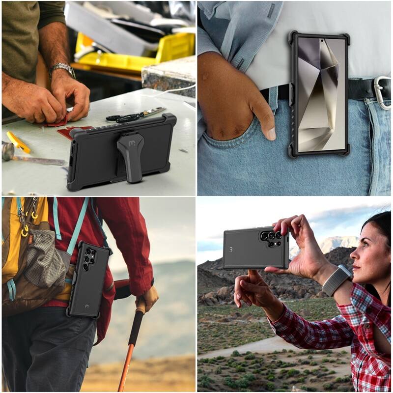 Alt View 4. Mybat Pro - MyBat Pro Maverick Series Case with Holster for Samsung Galaxy S24 Ultra - Black - Black.