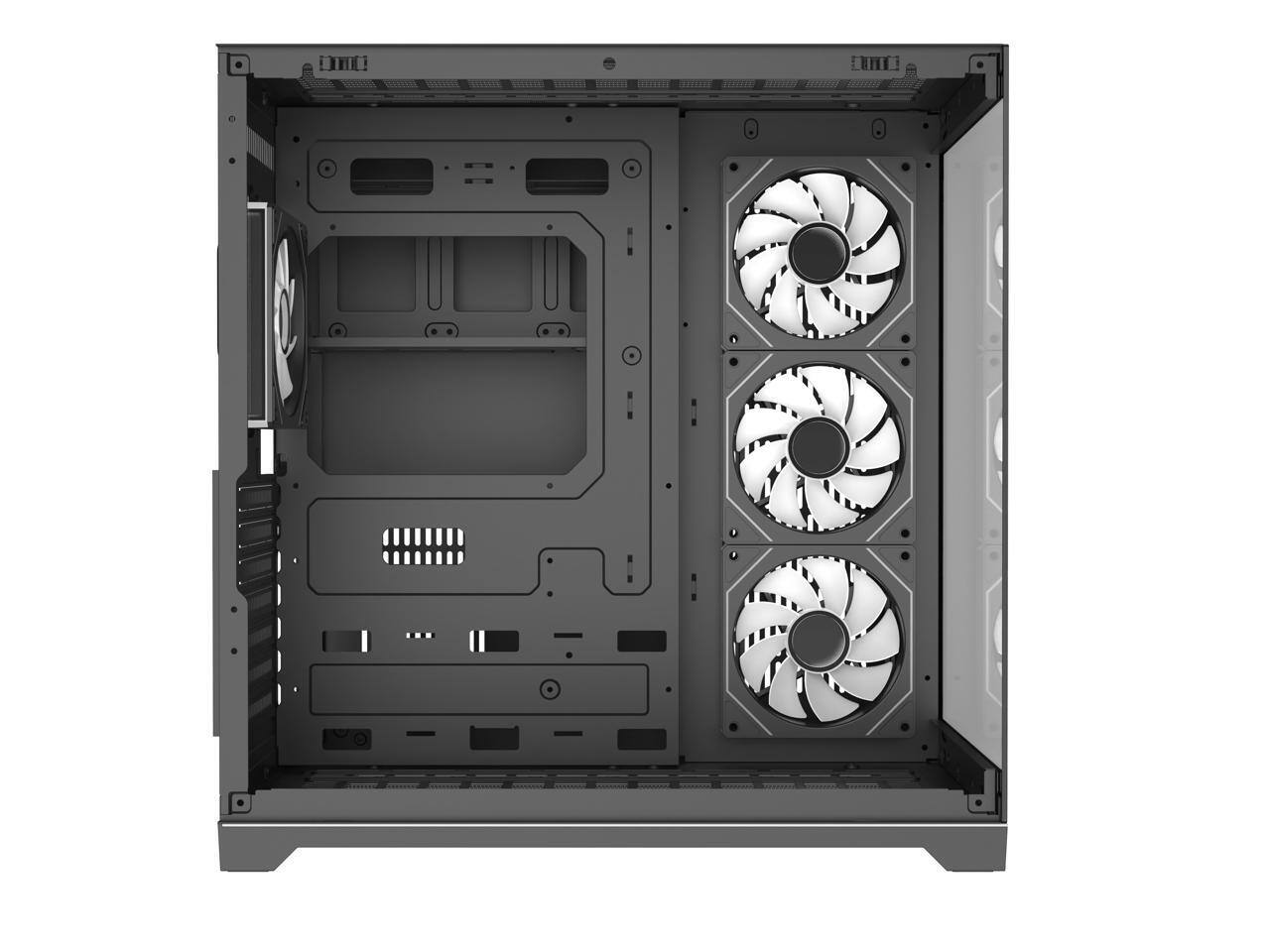 Alt View 4. DIYPC - DIYPC ARGB-DC200-BK Black ATX Case w/ Tempered Glass, 4 ARGB Fans & Light Strip - Black.