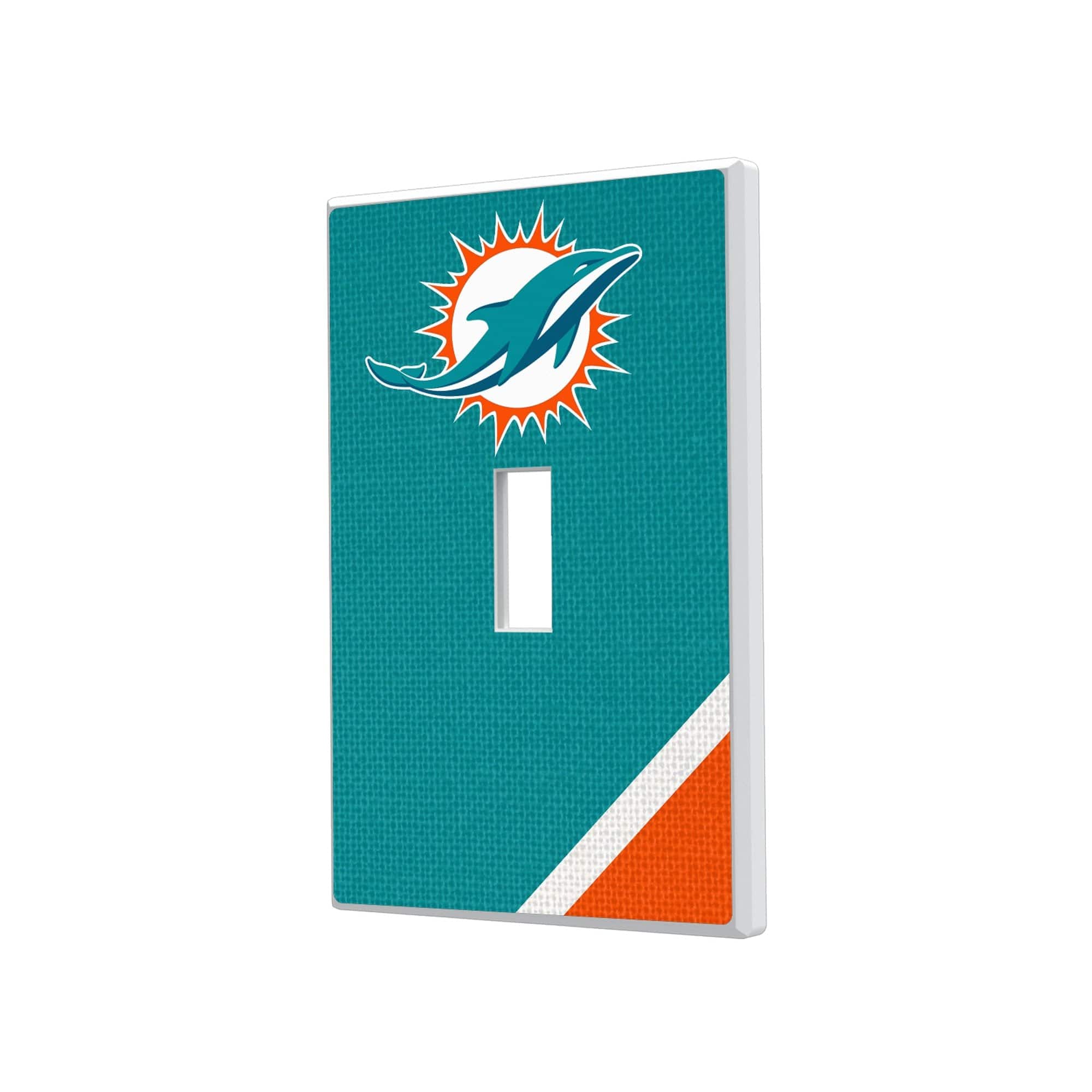 Keyscaper - Miami Dolphins Diagonal Stripe Single Toggle Light Switch Plate - Multicolor