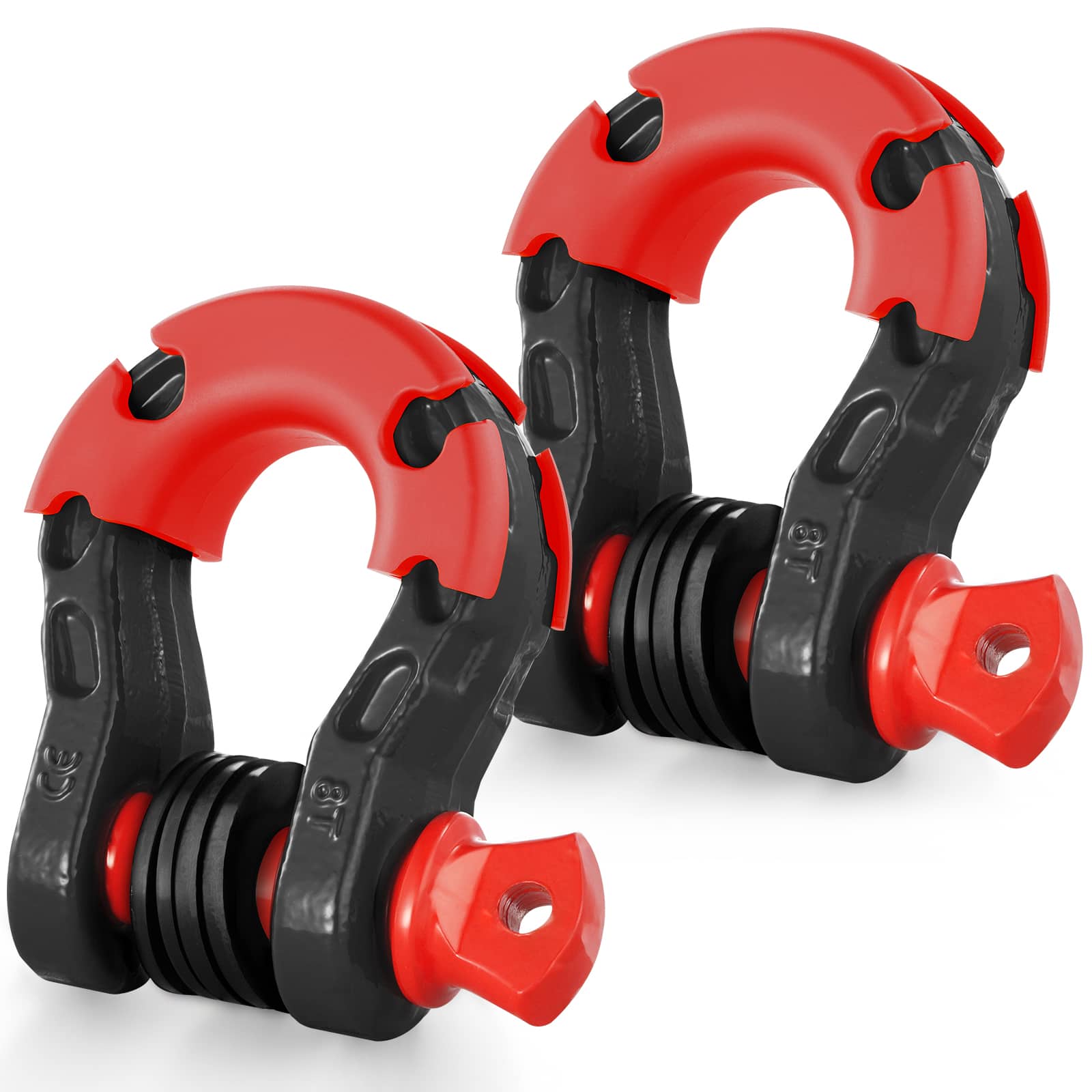 VEVOR - 3/4" D-Ring Shackle, 2 Pack Alloy Steel Shackles 66139 lbs (30 Ton) Break Strength with 7/8" Screw Pin - Red,black