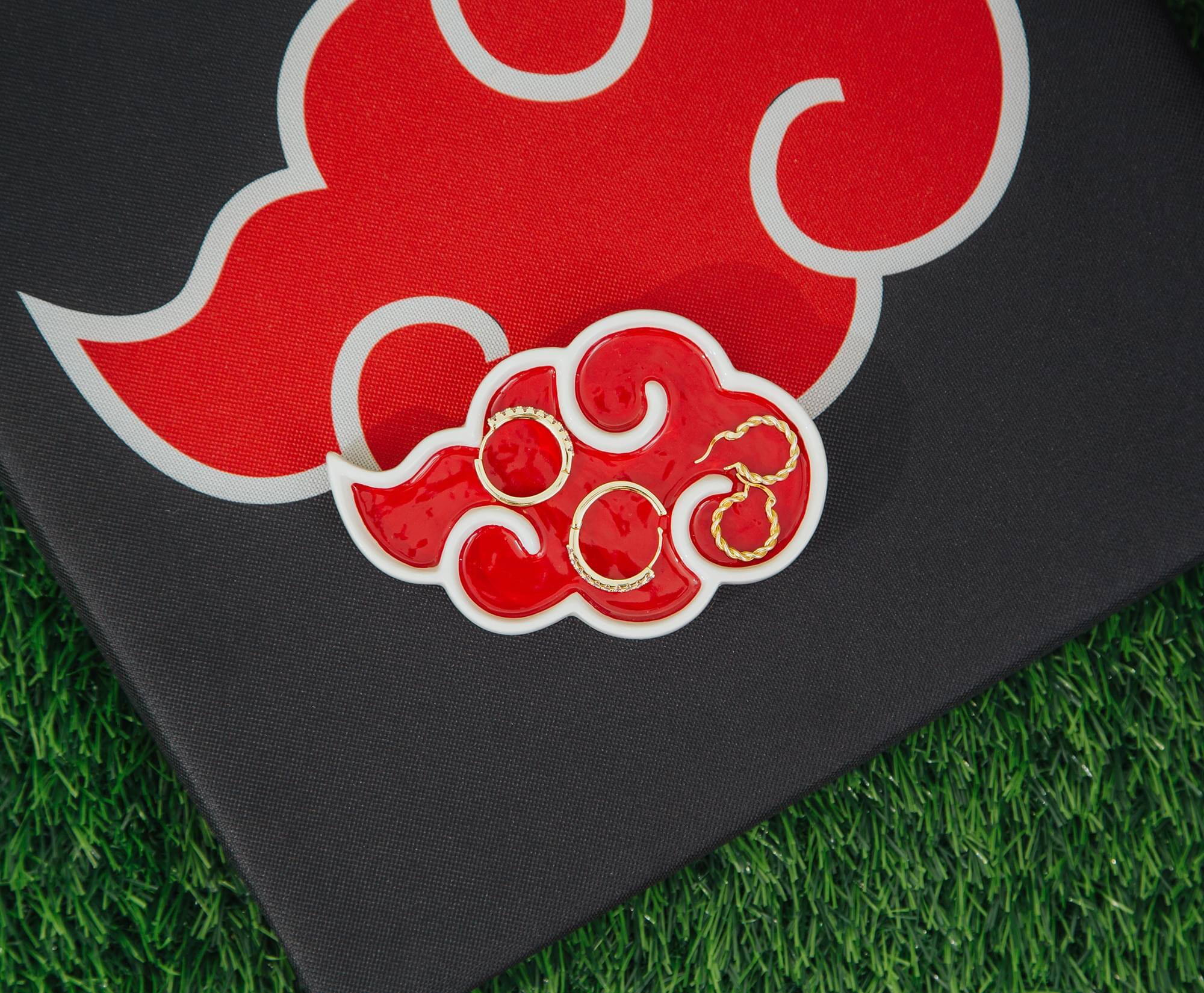Alt View 3. Ukonic - Naruto Shippuden Akatsuki Red Cloud Ceramic Trinket Tray Dish - Red.