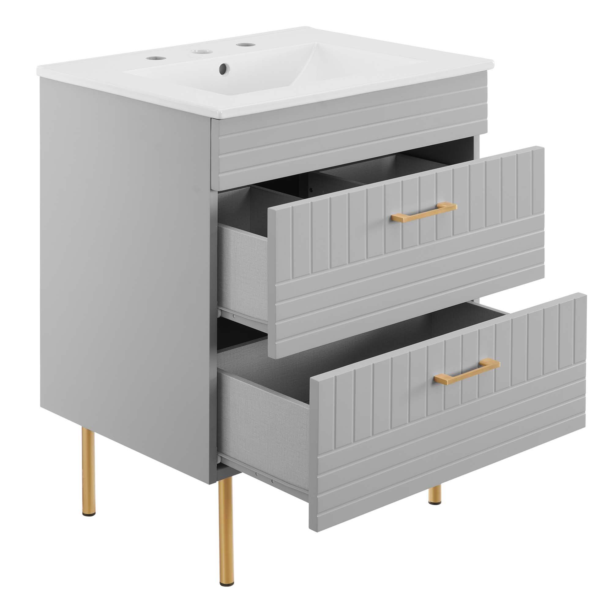 Alt View 1. Modway - Daybreak Bathroom Vanity Basin Included by Modway - Light Gray.