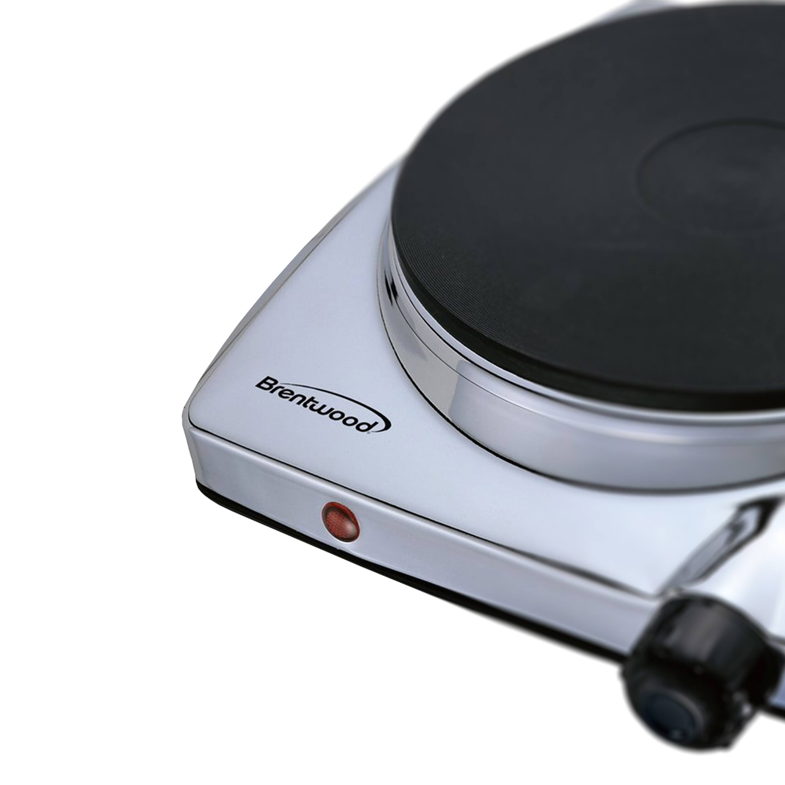 Alt View 3. Brentwood - Brentwood Electric 1000W Single Hotplate in Chrome - Chrome.