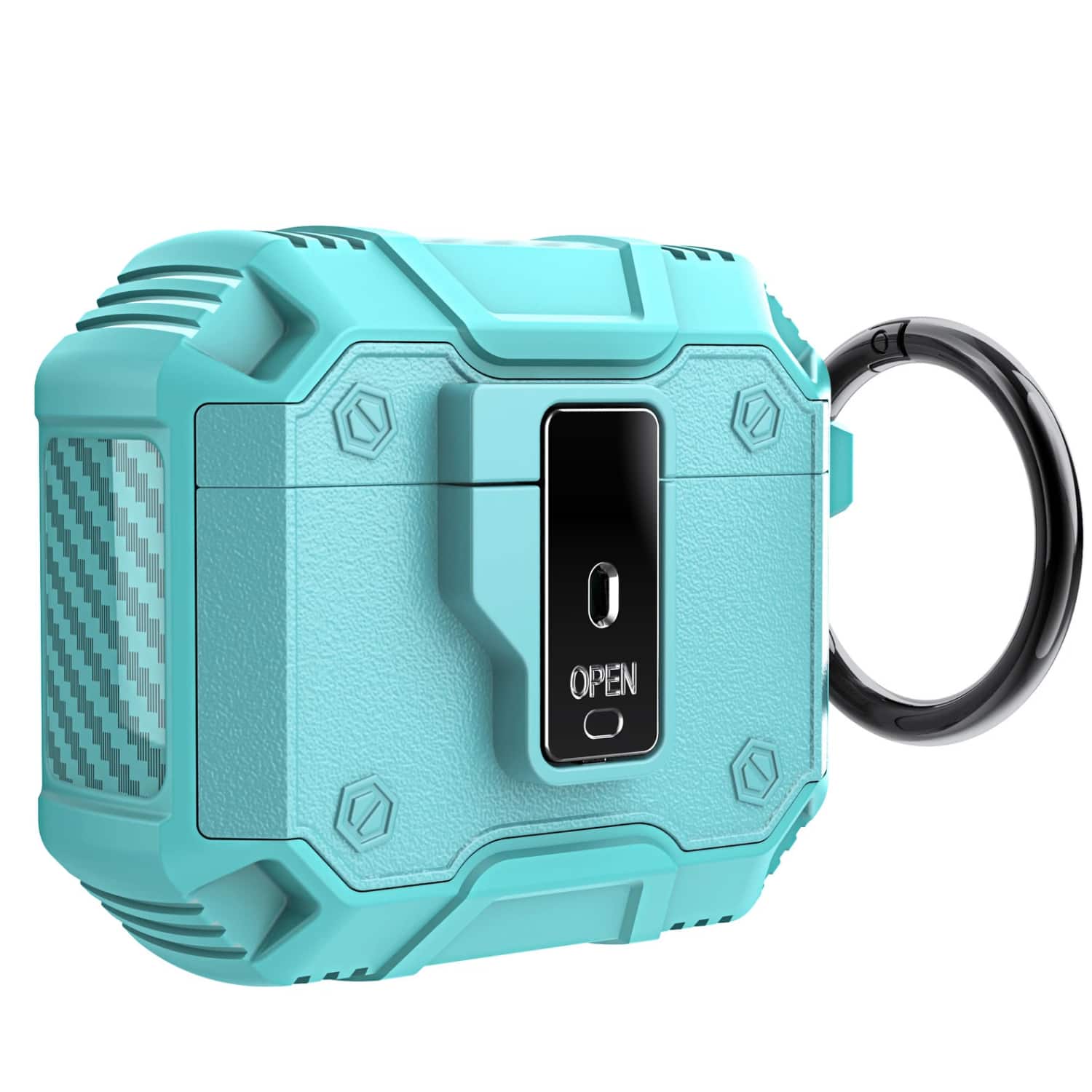 Front. Stock Preferred - Rugged Shockproof Case for AirPods Pro with Keychain & Secure Lock Mint - Mint.