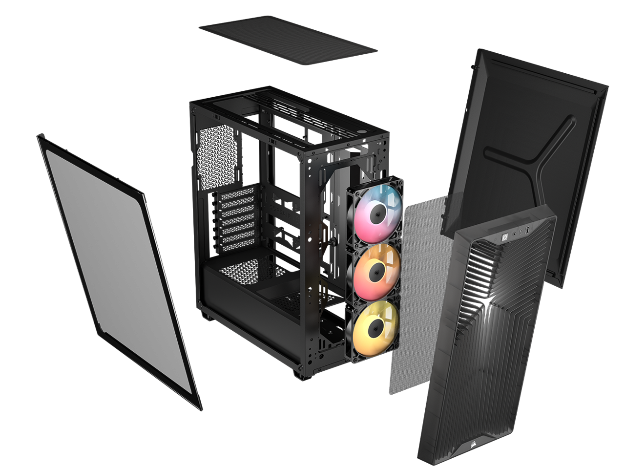 Alt View 5. CORSAIR - CORSAIR 3200D RS ARGB Mid-Tower Chassis, 3x RS120 ARGB Fans, DIY Features, Smoke - Smoke.