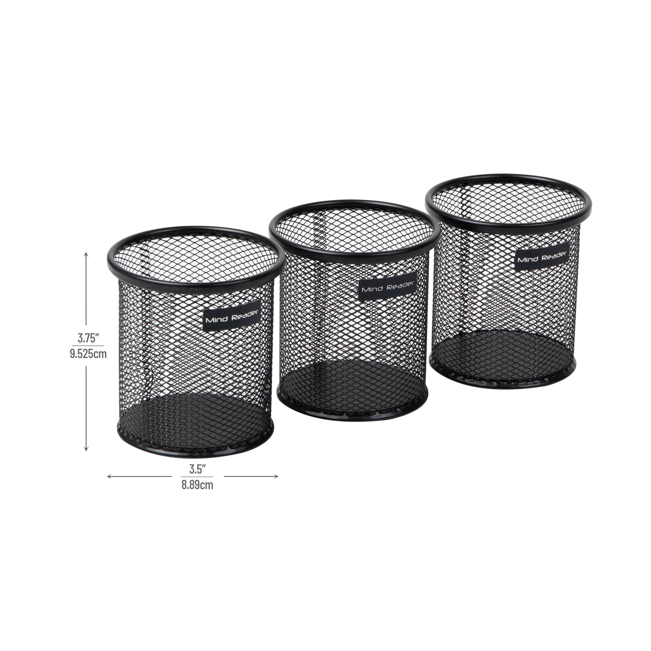 Alt View 12. Mind Reader - Pen and Accessories Holder, Desktop Organizer, Office, Metal Mesh, 3.5"L x 3.5"W x 3.75"H, Set of 3 - Black.