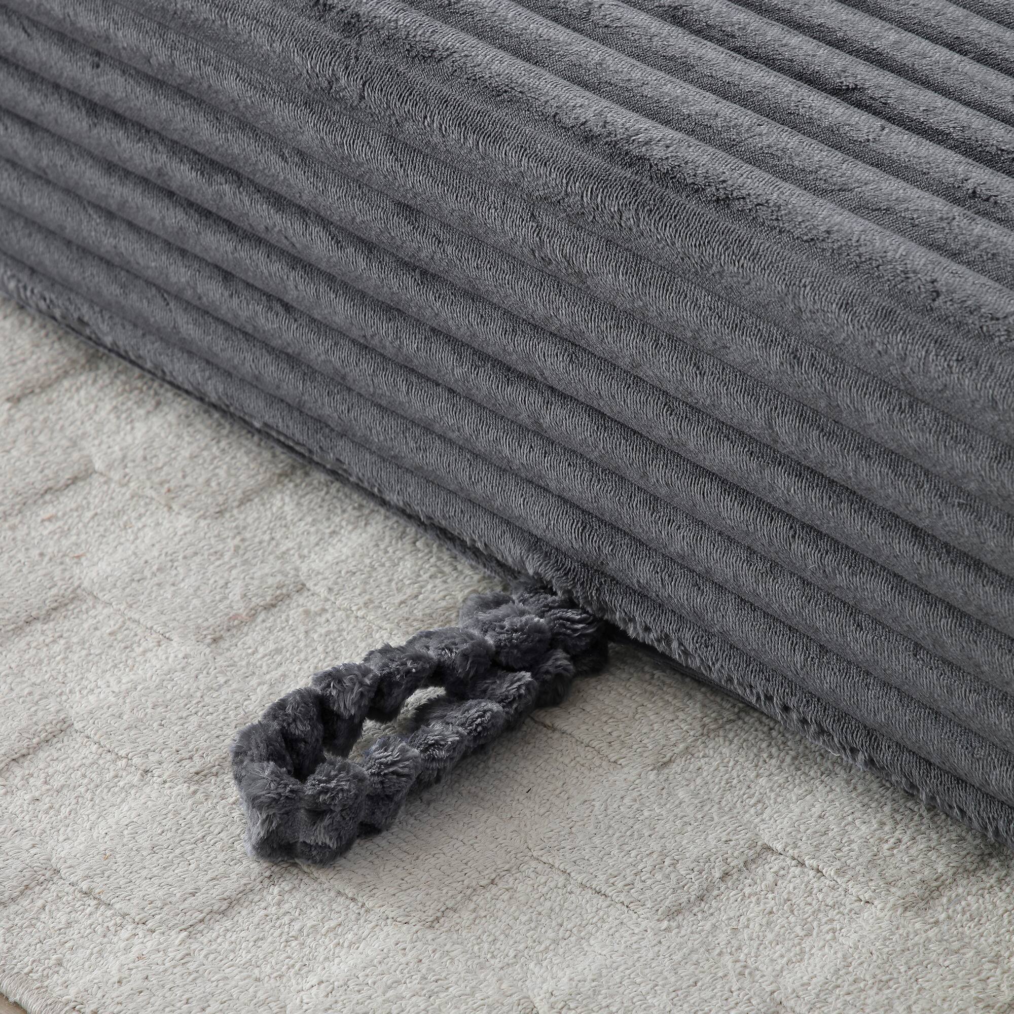 Alt View 4. Trinkets Crazed - Memory Foam Cloud Loveseat Sofa,2 in 1 Convertible Folding Couch Bed,No Assembly Compressed Corduroy Floor Lounge Sofa - Gray.