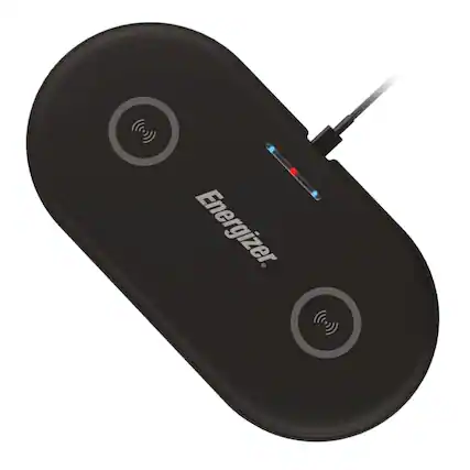Front. Energizer - Energizer Ultimate Wireless Fast Charging Magnetic Charger & Stand – Dual 10W Qi Pads - Black.