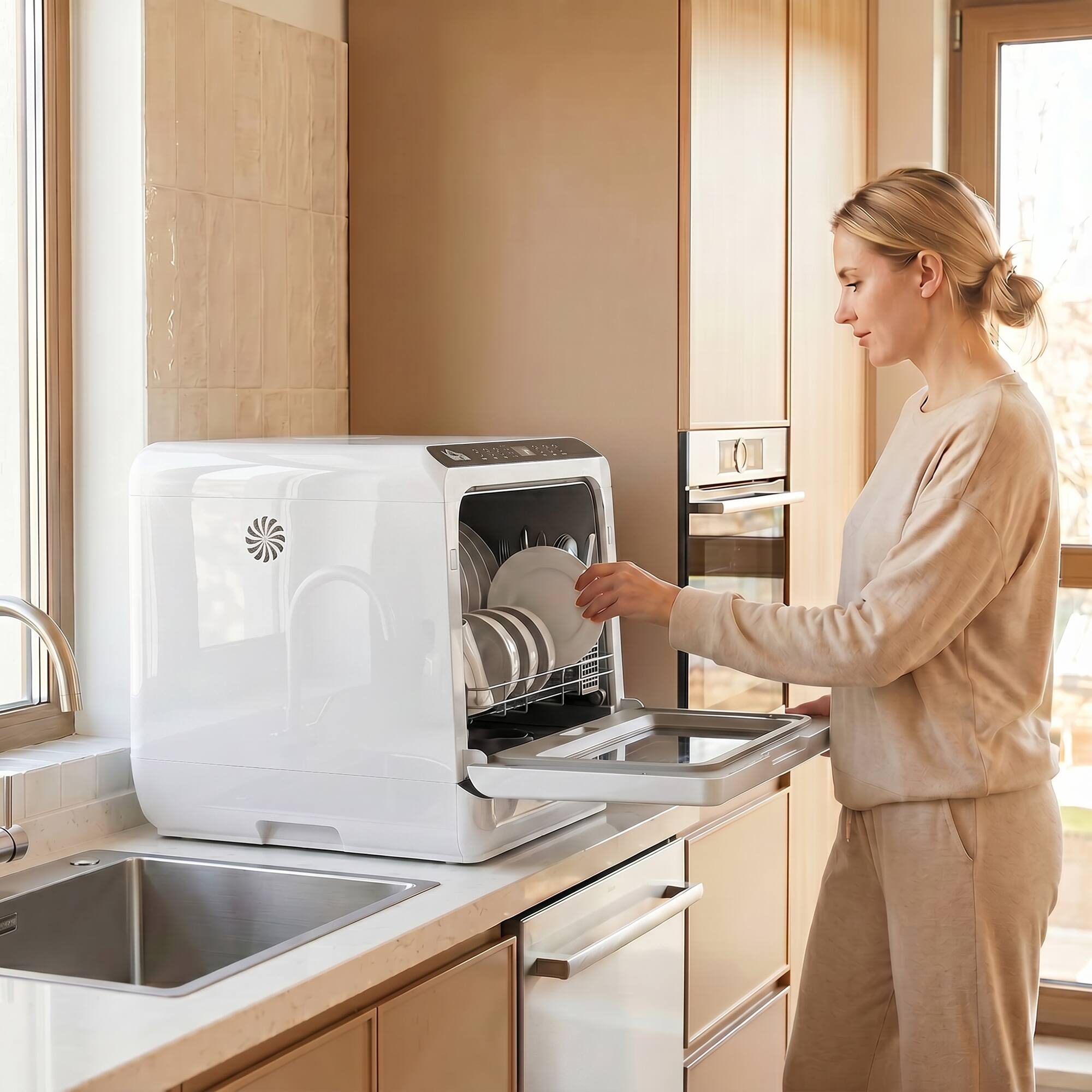 Alt View 8. Homcom - Dishwasher, Portable Mini Dishwasher with 1.6 Gal Built-in Water Tank, 5 Washing Programs - White.