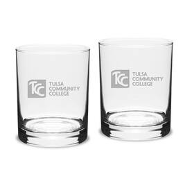Jardine - Tulsa Community College 14oz. 2-Piece Classic Double Old-Fashioned Glass Set - Multicolor