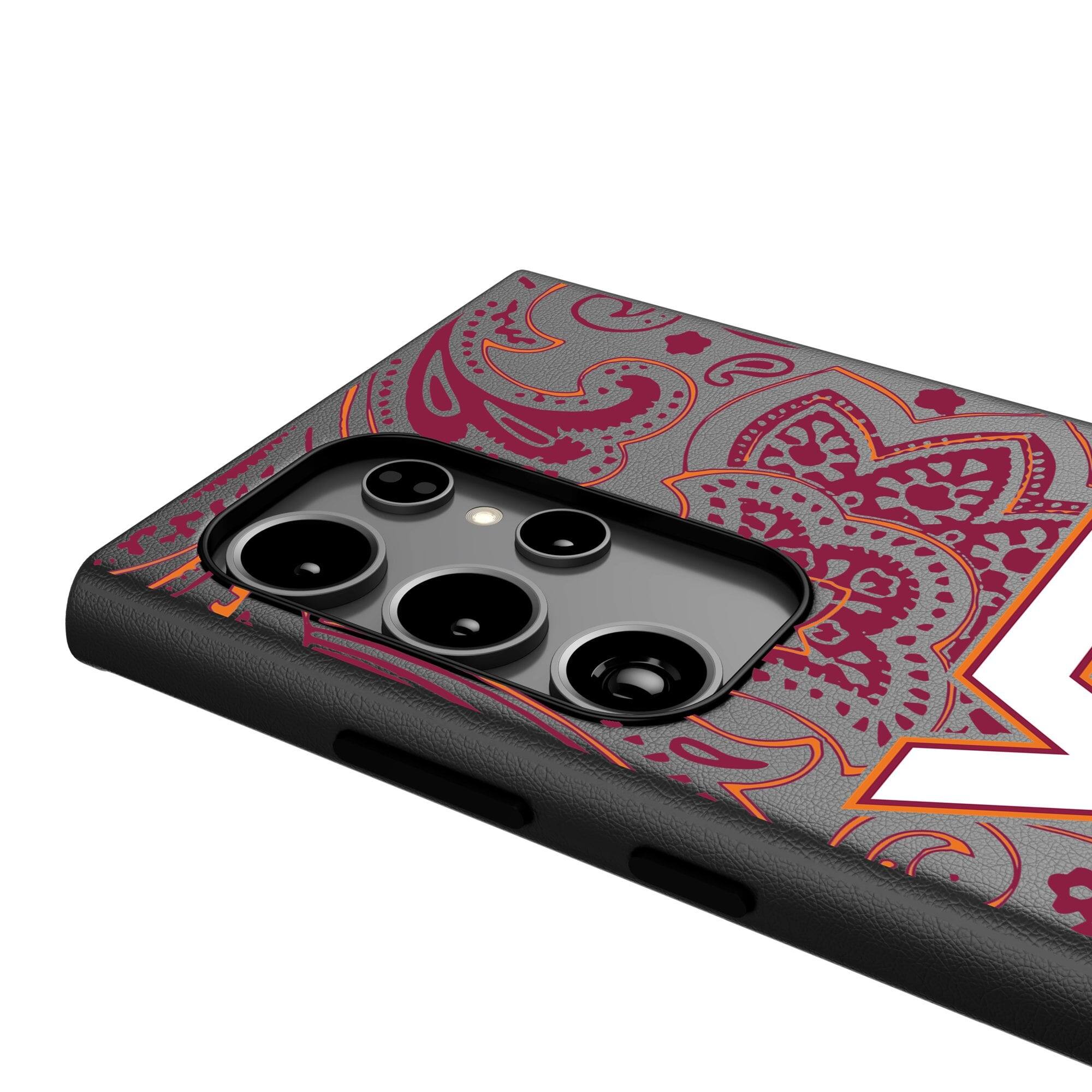 Alt View 3. Keyscaper - Virginia Tech Hokies Paisley Galaxy Magnetic Bump Case - S24 - Black.