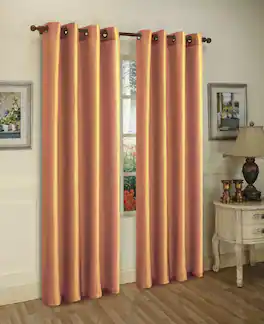 J&V TEXTILES - 2 Panels Solid Grommet Faux Silk Window Curtain Drapes Treatment 58" Wide and 84" Length - 2-MIRA GOLD