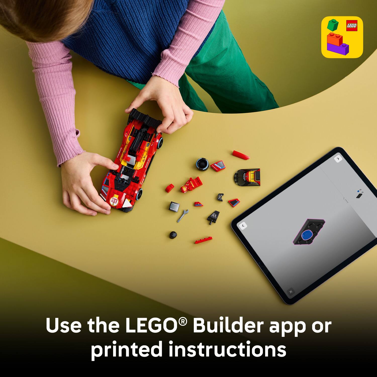 Use the LEGO® Builder app or printed instructions