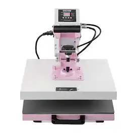 VEVOR - Heat Press, 15 x 15 inch Digital Heat Press Machine, Slide Out Heat Transfer Machine, Fast and Even Heating - White;Pink
