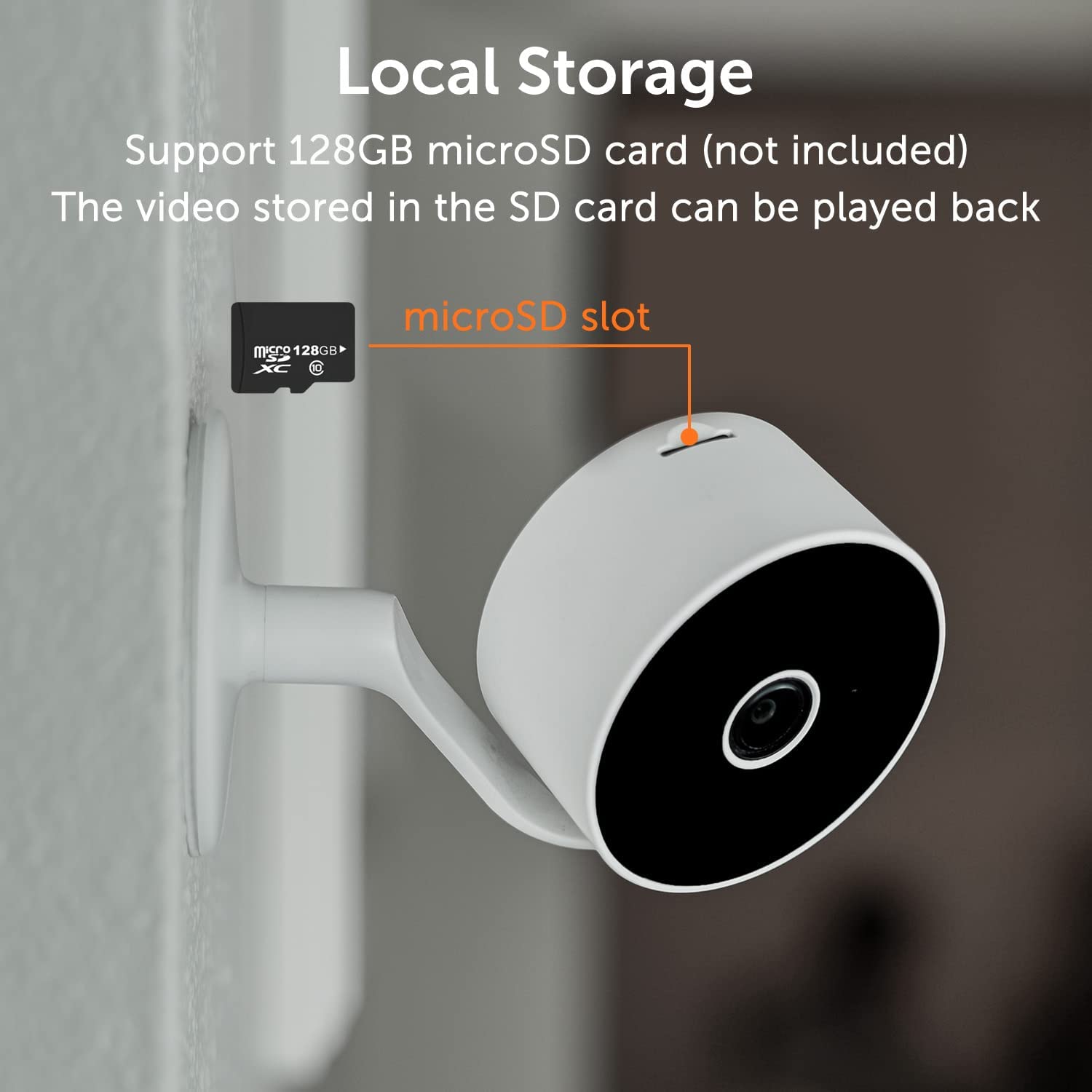 Local Storage

Support 128GB microSD card (not included)

The video stored in the SD card can be played back

microSD slot