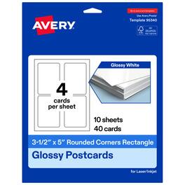 Avery - Cards with Rounded Corners, 3.5" x 5", Glossy 40ct - White