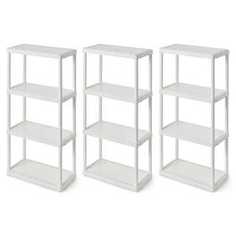 Gracious Living - 4-Shelf Fixed-Height Light-Duty Solid Shelving Storage, White - 4 Shelf - White