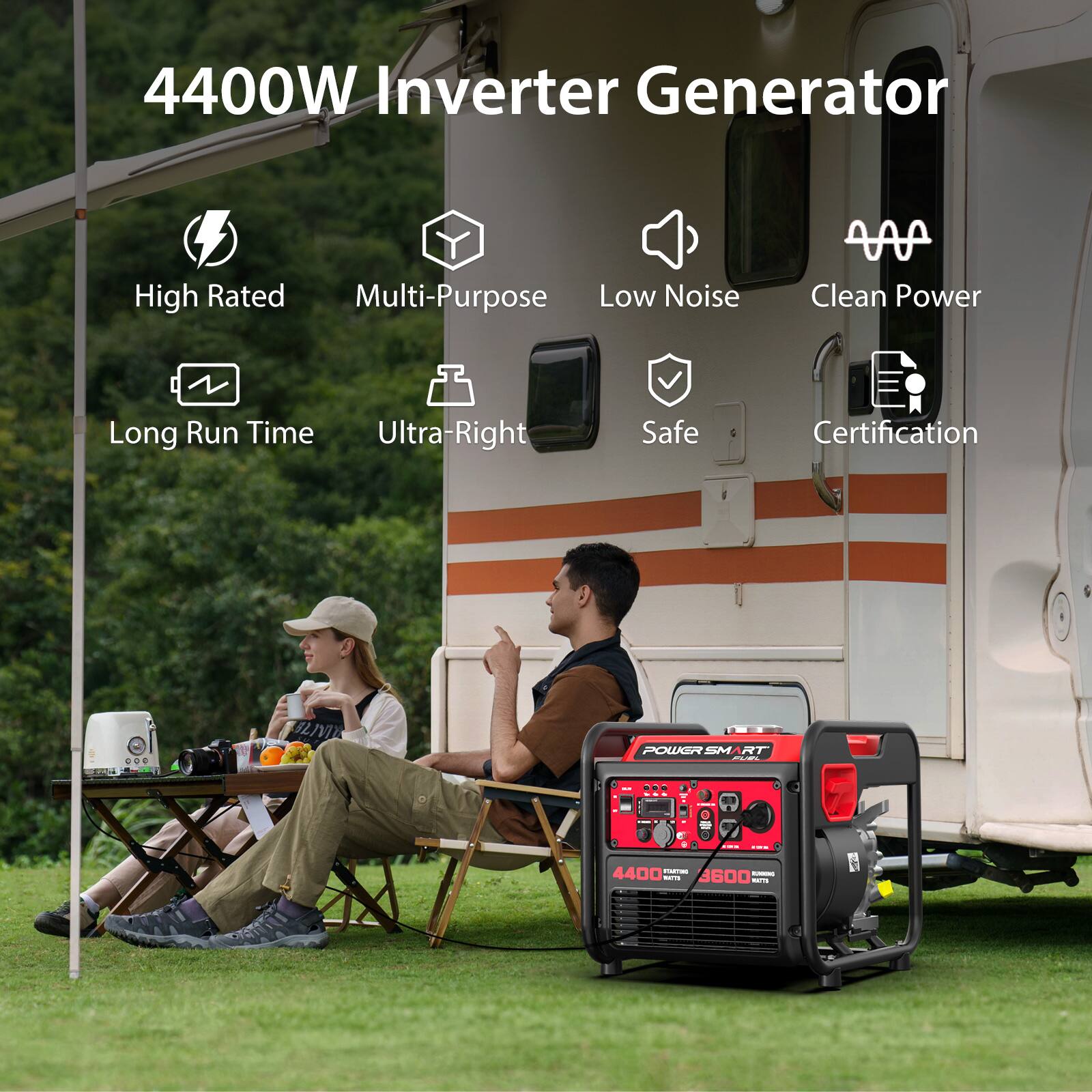 4400W Inverter Generator High Rated Multi-Purpose Low Noise Clean Power Long Run Time Ultra-Right Safe Certification

BLIVIA POWER M RT - | 4400 - 3600