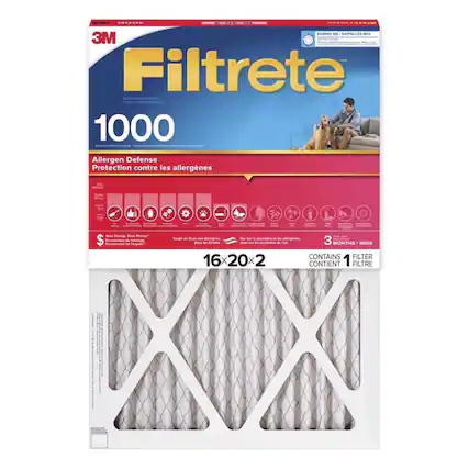 REMEND - RAPELE M 3M Filtrete 1000 Allergen Defense Protection contre les allergènes
$
Sawe -oy -augs - Duet - 16 16x20x2 x x 2
3 MONTHS MOIS
CONTAINS FILTER CONTIENT 1 FILTRE