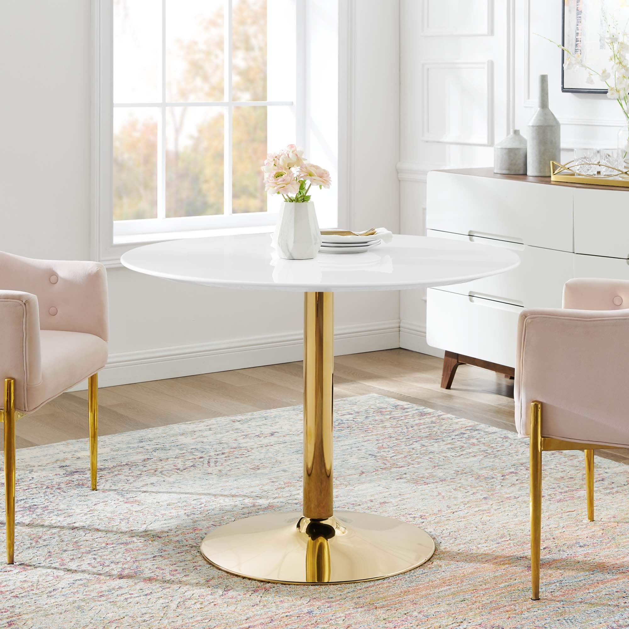Verne 40" Dining Table by Modway - Gold White