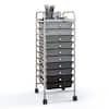 Front. Costway - 10 Drawer Rolling Storage Cart Scrapbook Paper Office School Organizer - Gradient Black.