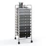 Costway - 10 Drawer Rolling Storage Cart Scrapbook Paper Office School Organizer - Gradient Black
