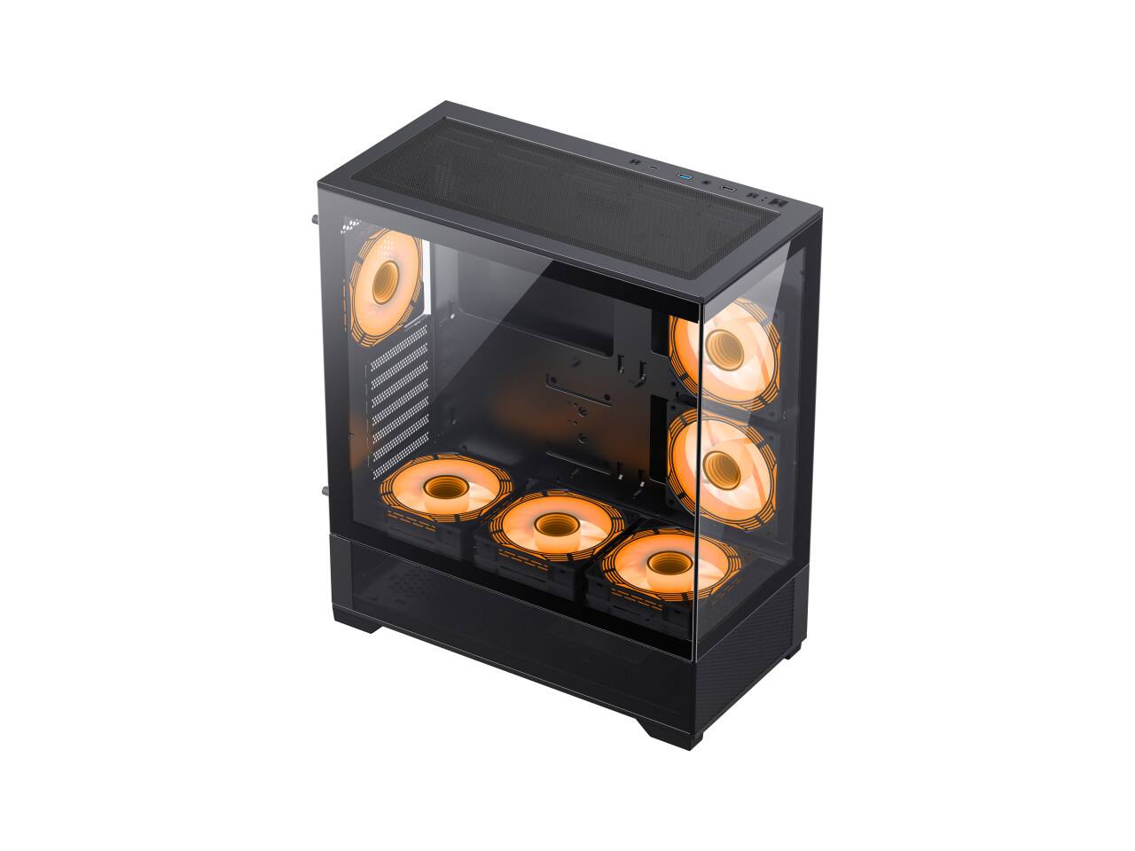 Back. GAMEMAX - GAMEMAX VISTA AB Black USB3.0/Type C Tempered Glass Mid-tower ATX Case w/6x120mm ARGB Fans, 4090 GPU & 360mm AIO Support - Black.