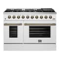 Forno Appliances - 48 in. Wide 8 Burner Galiano 6.58 Cu. Ft. Freestanding Gas Range with Convection Oven - White