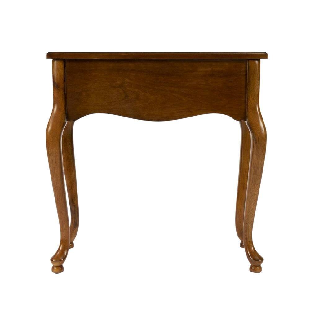 Front. Starlight Canyon Home - Chairside End Table with Drawer, Traditional Wood Side Table for Living Room - Medium Brown.