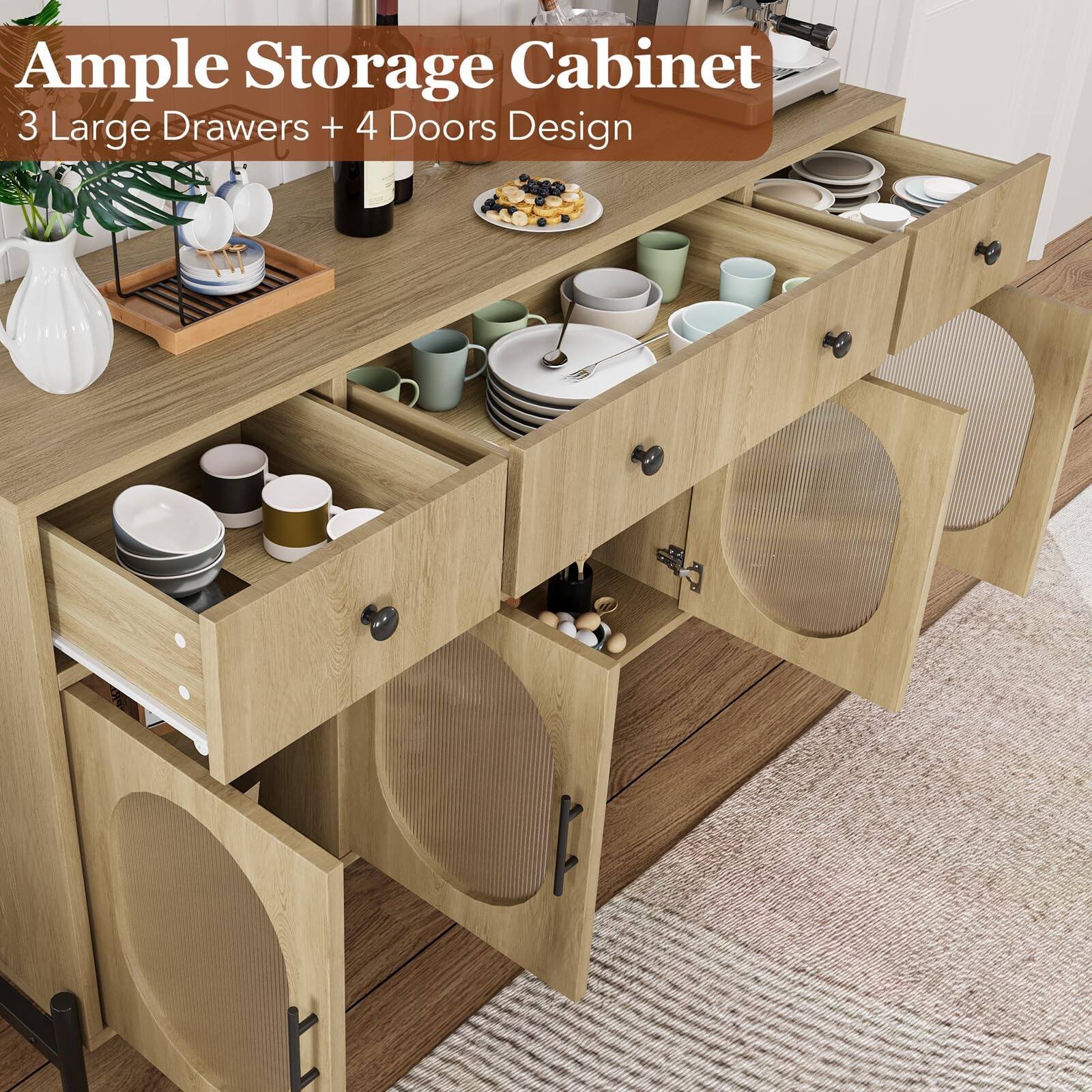 Ample Storage Cabinet  
3 Large Drawers + 4 Doors Design