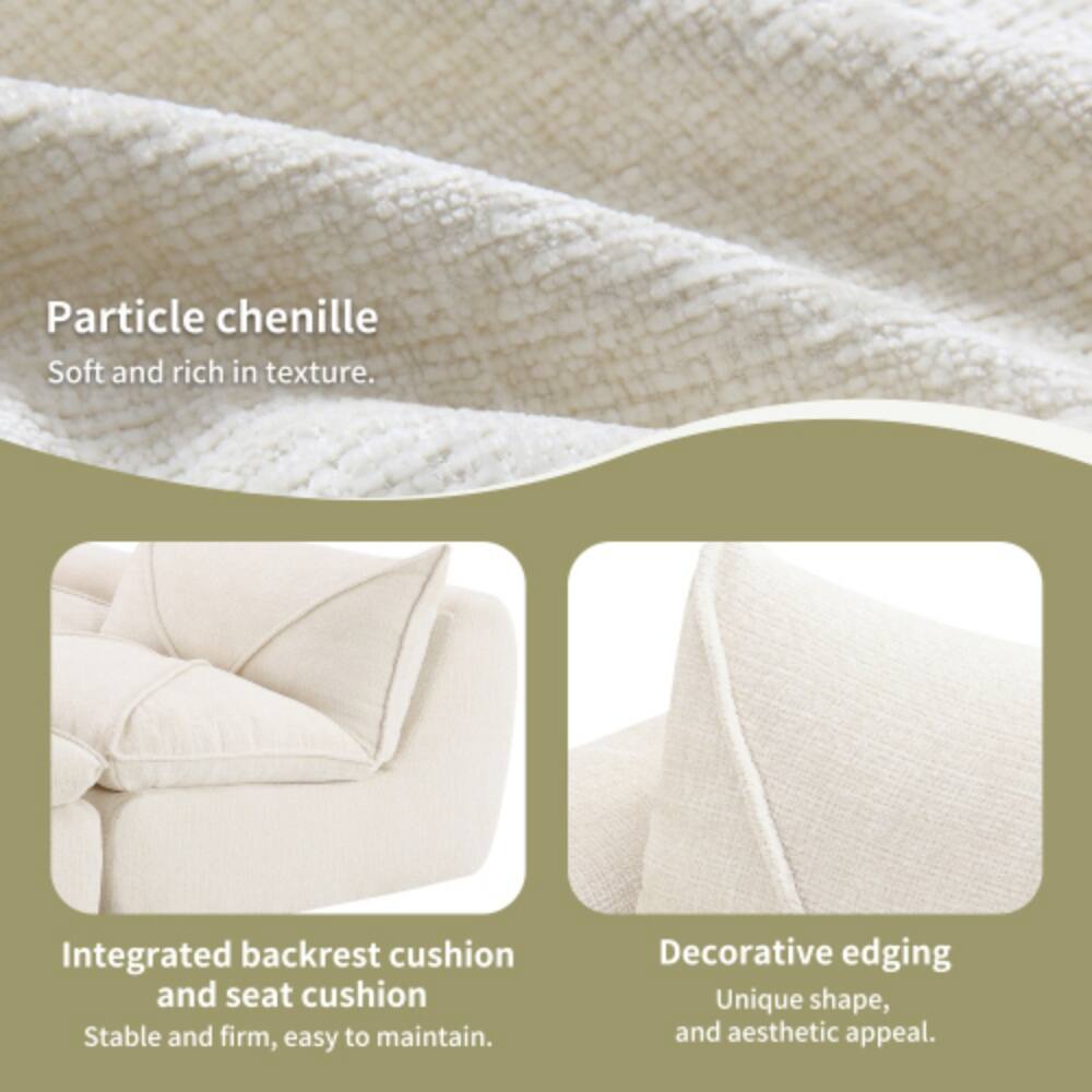 Particle chenille  
Soft and rich in texture.  

Integrated backrest cushion and seat cushion  
Stable and firm, easy to maintain.  

Decorative edging  
Unique shape, and aesthetic appeal.