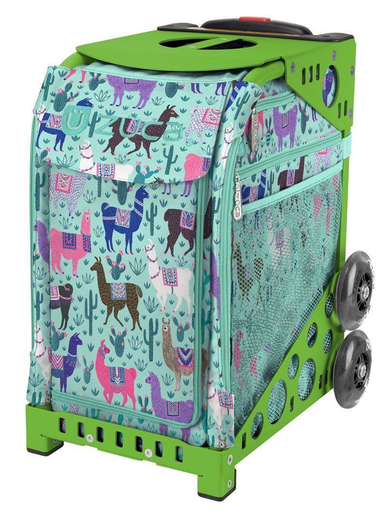 Front. Zuca - Zuca Llama Rama Sport Insert Bag and Green Frame with Flashing Wheels - Green.
