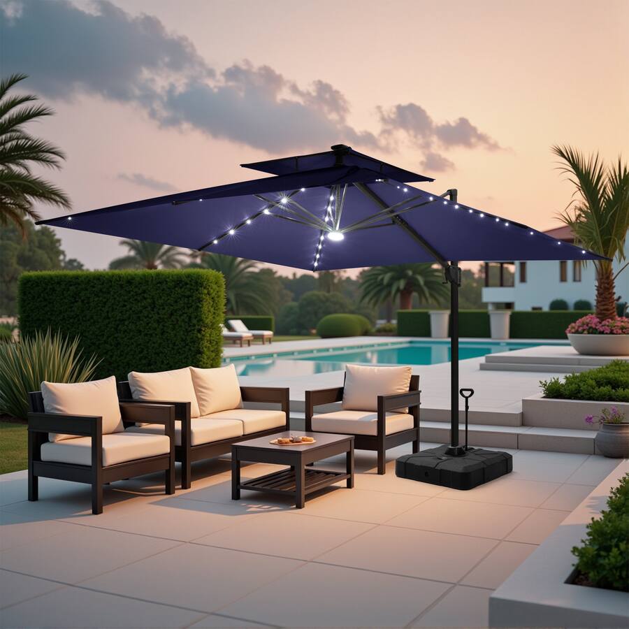 Crestlive Products 11ft Square Aluminum Slide tilt Cantilever Patio ...