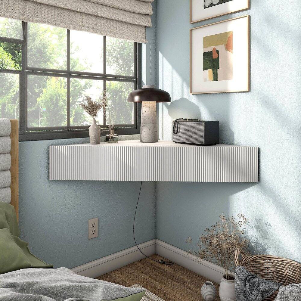 Alt View 4. Furniture of America - Modern Floating TV Console Table with Storage Space - White.