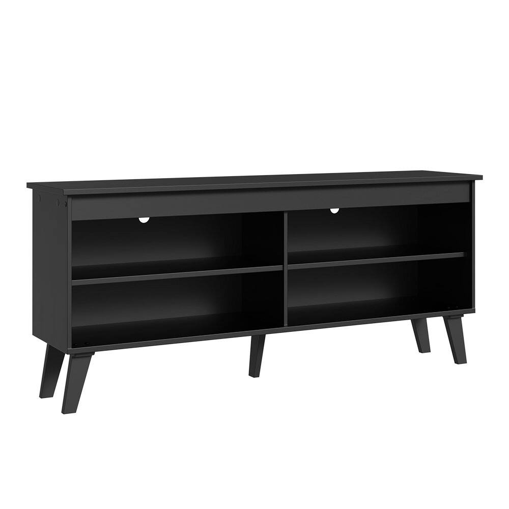 Back. Madesa - Madesa Compact TV Stand with 4 Open Shelves and Cable Management 53"L Media Storage Living Room and Bedroom - Black - Black.