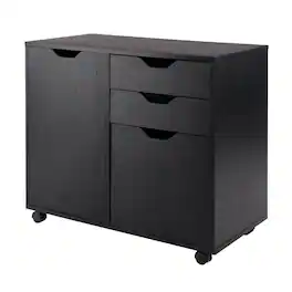 FurniFact - 2 Section Mobile Cabinet - Black
