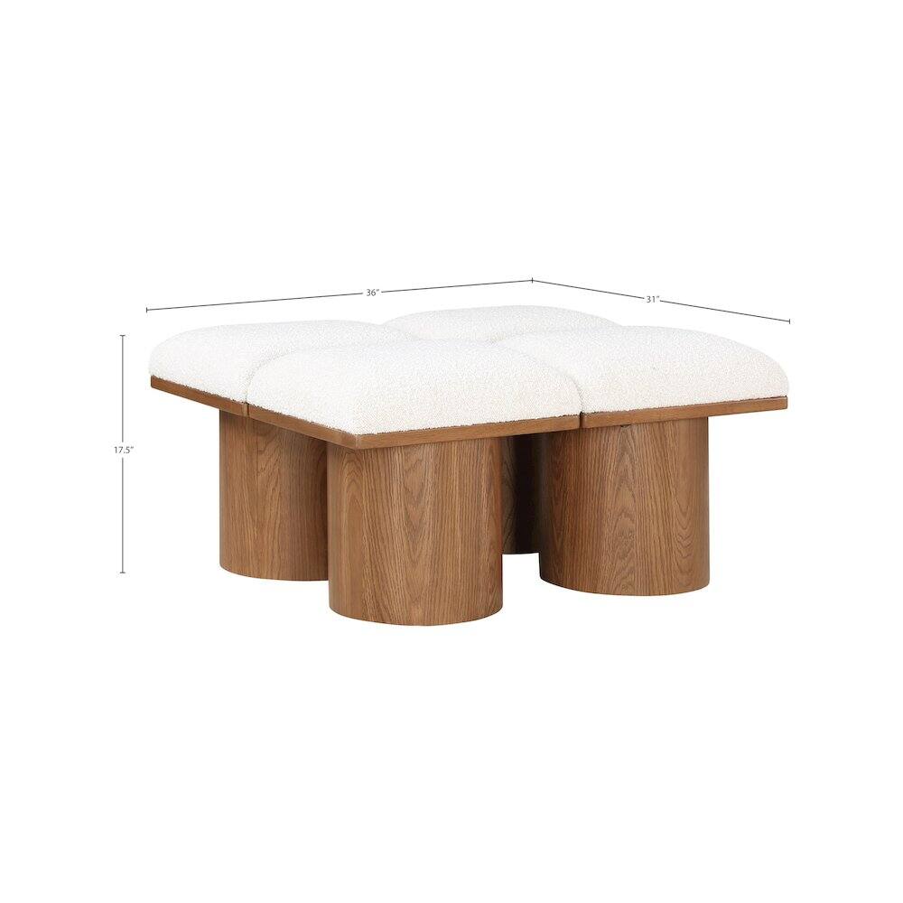 Alt View 1. Meridian Furniture - Pavilion Cream Boucle Fabric Bench - Cream Boucle Fabric.