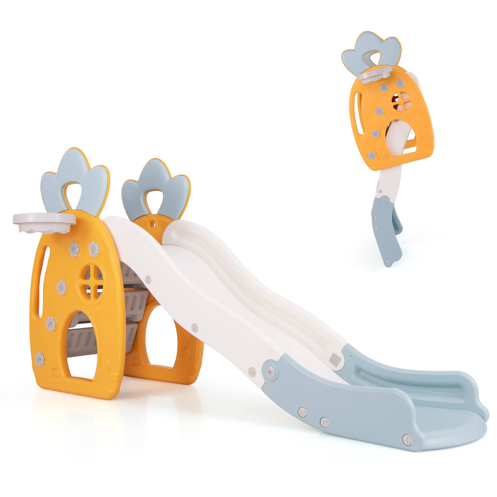 Alt View 9. Gymax - Gymax Indoor Foldable Kids Slide w/ Climber Basketball Hoop & Ball Buffer Zone - Multi-colored.